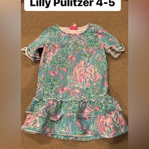 Lilly Pulitzer‎ Kailyn Dress Amalfi Blue Best Wishes kids girls small 4-5 Pink